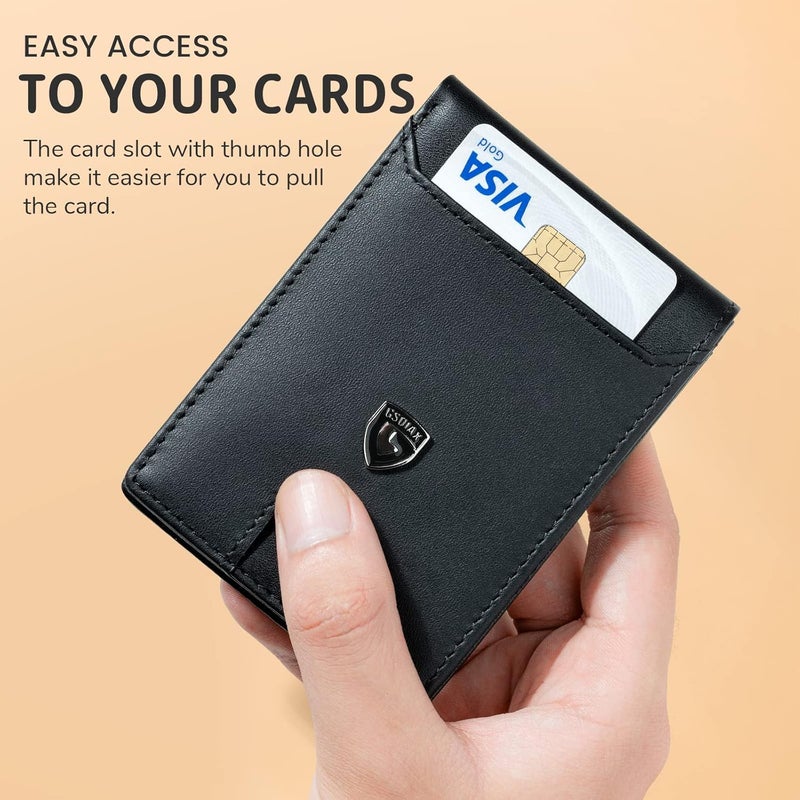 GSOIAX Slim Wallet for Men RFID Blocking Bifold Wallet Carbon Fiber Front Pocket Wallet with 11 Card Holder Minimalist Mens Wallet with Gift Box (Black-1) | RFID Blocking, Bifold wallets, for men, Minimalist, Card Holder, Money Clip - Image 5